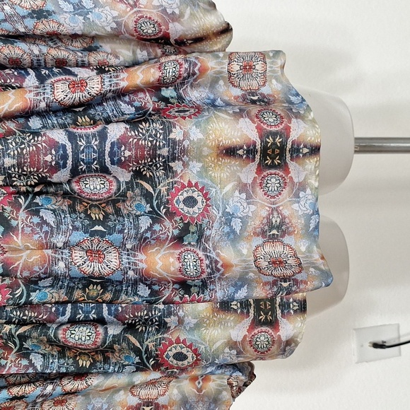 KAS New York Red Blue Embroidered Bohemian Balloon Sleeve Peasant Boho Blouse M - Picture 9 of 12